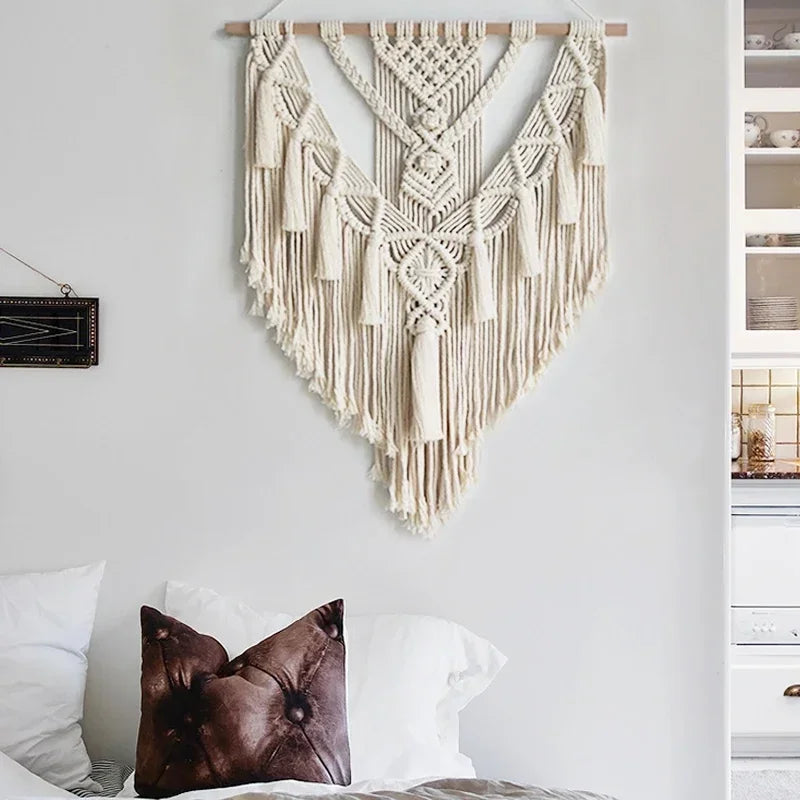 Geometric Macrame Wall Hanging — Woven Fiber Art, Two Sizes