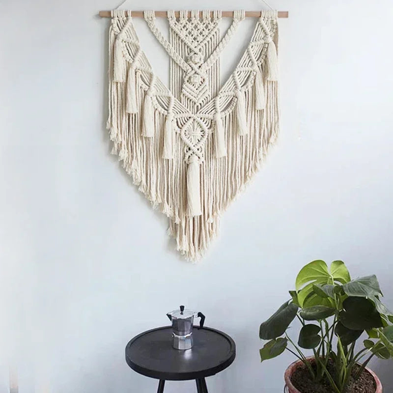 Geometric Macrame Wall Hanging — Woven Fiber Art, Two Sizes