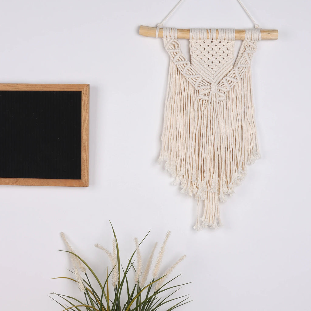 Geometric Macrame Wall Hanging — Woven Fiber Art, Two Sizes