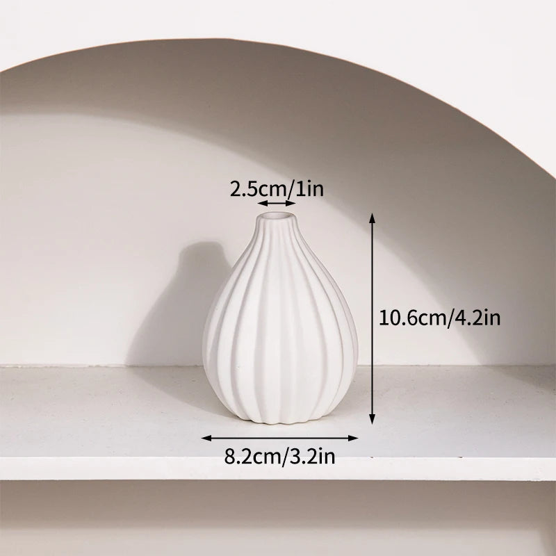Retro Ceramic Bud Vase — Dried Floral Display | 10 Colorways