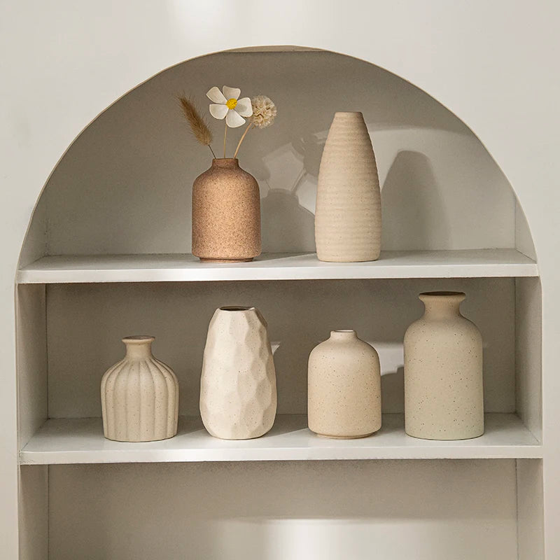 Retro Ceramic Bud Vase — Dried Floral Display | 10 Colorways