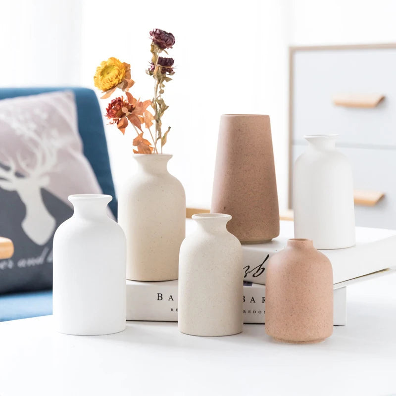 Retro Ceramic Bud Vase — Dried Floral Display | 10 Colorways