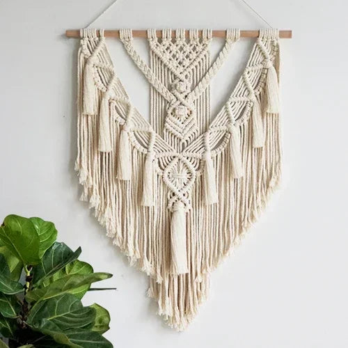 Geometric Macrame Wall Hanging — Woven Fiber Art, Two Sizes