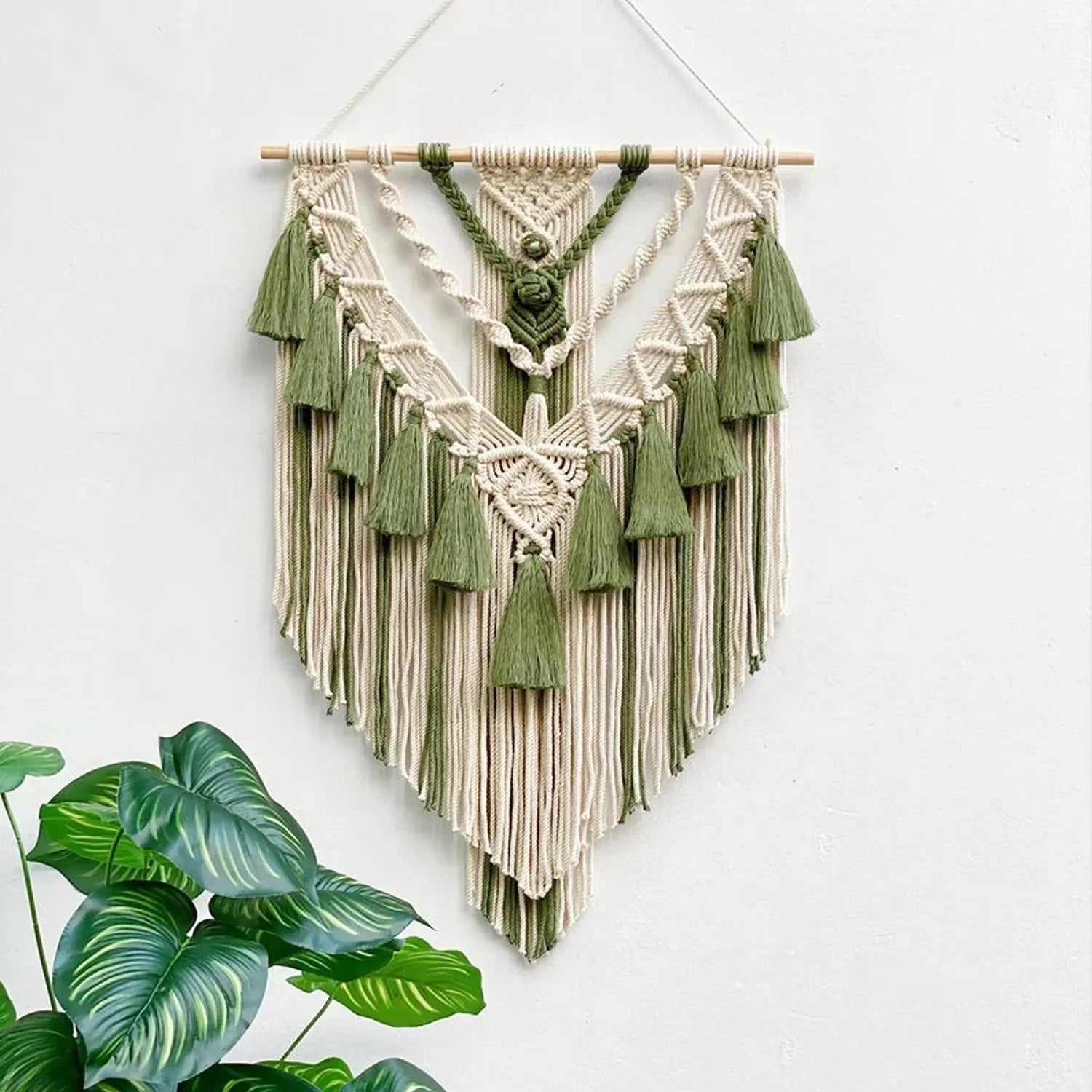 Geometric Macrame Wall Hanging — Woven Fiber Art, Two Sizes