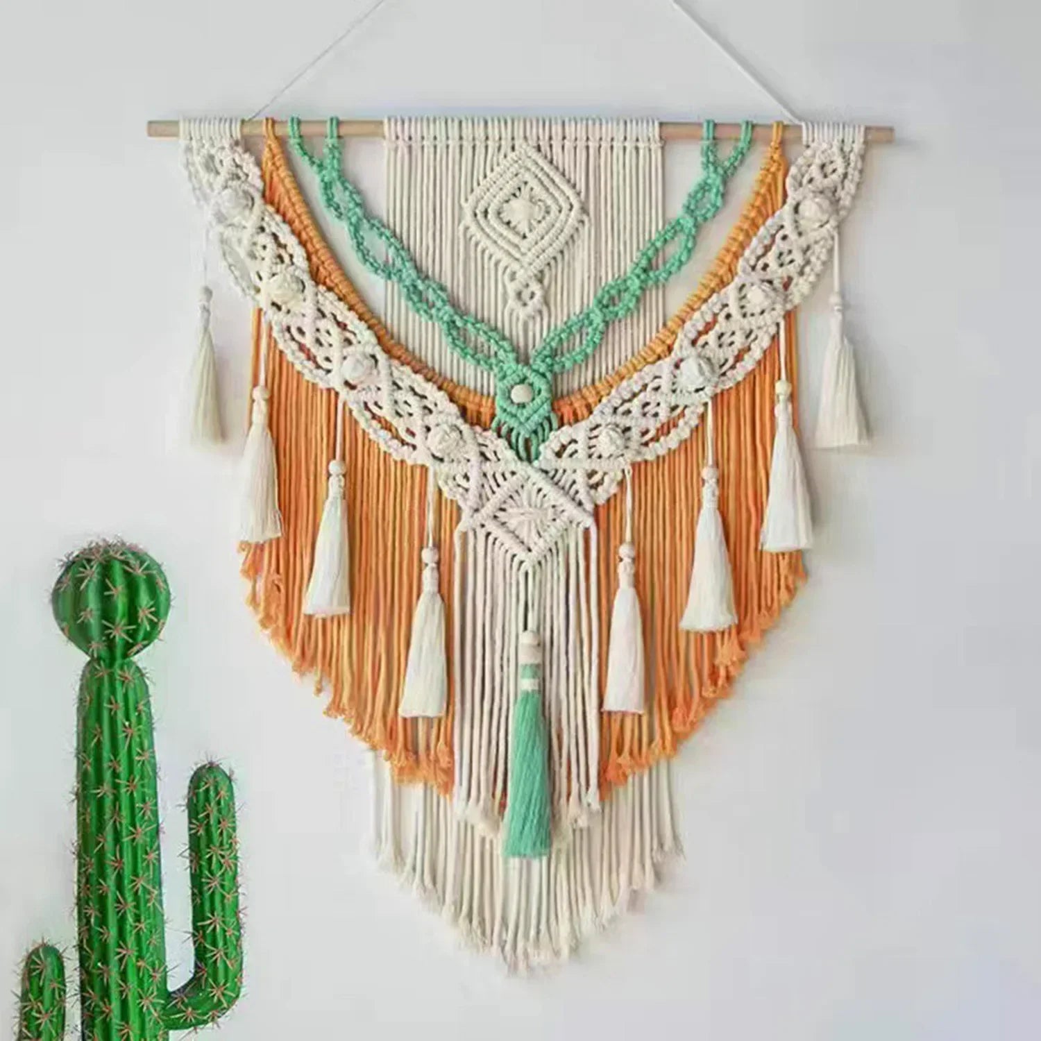 Geometric Macrame Wall Hanging — Woven Fiber Art, Two Sizes