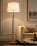 Marble Column Floor Lamp — Warm Brass Touch Dimmer, 70"