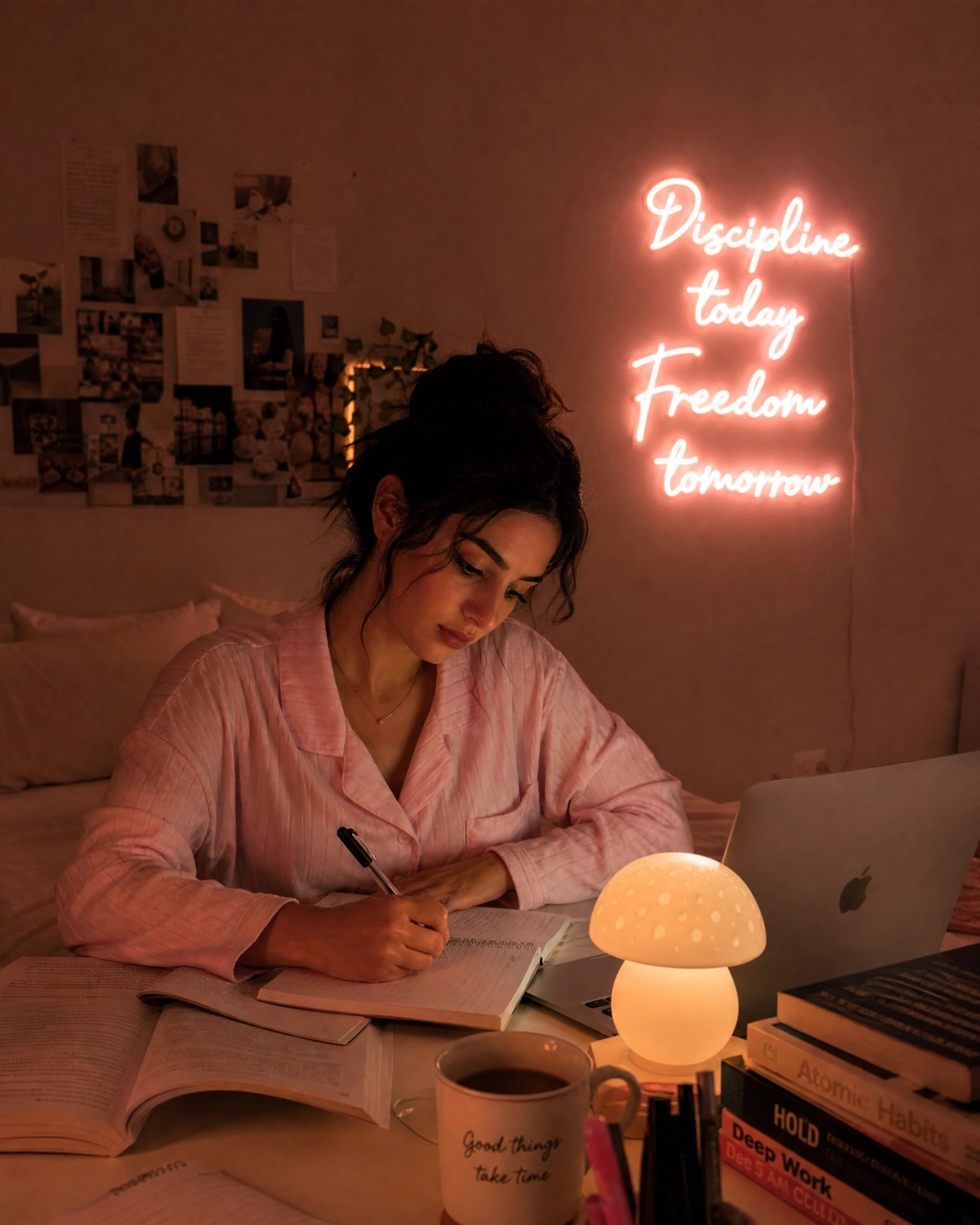 Ceramic Mushroom Table Lamp — Warm Glow, Cottagecore Aesthetic