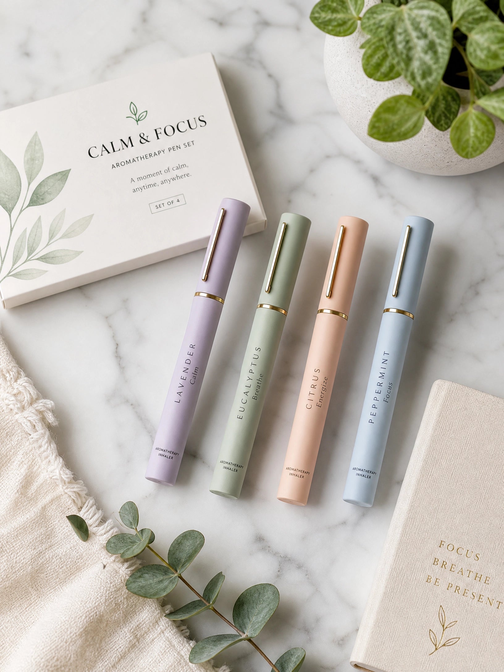 Calm & Focus Aromatherapy Pen Set (4-Pack)