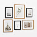 Gallery wall picture frame set of 6 in black and wood