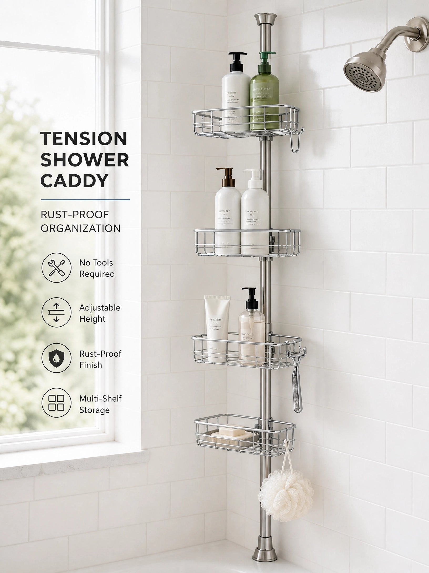 Adjustable Shower Caddy Organizer